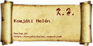 Komjáti Helén névjegykártya